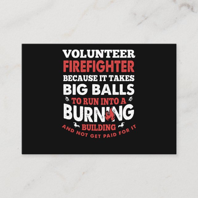 Firefighter Gift | Volunteer Firefighter Visitkort (Framsida)