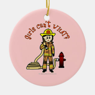 Firefighter Girl Julgransprydnad Keramik