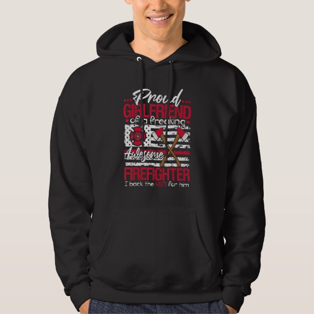 Firefighter Girlfriend Shirt Firefighter Axes Amer Hoodie (Framsida)
