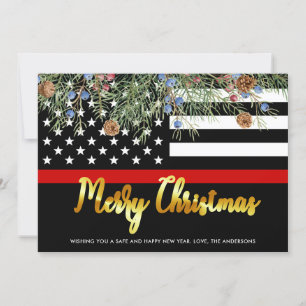 Firefighter God jul Thin Red Line Julkort