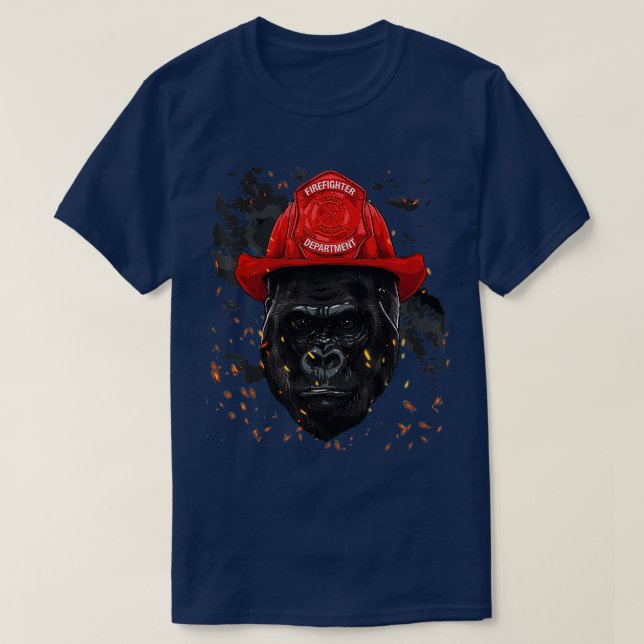 Firefighter Gorilla Ape Fire Department Fireman Mo T Shirt (Design framsida)