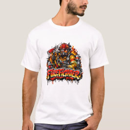 Firefighter Graffiti Street Art Design T Shirt