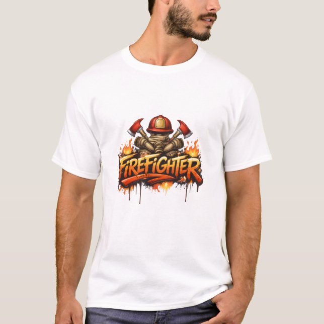 Firefighter Graffiti Street Art T-Shirt (Framsida)