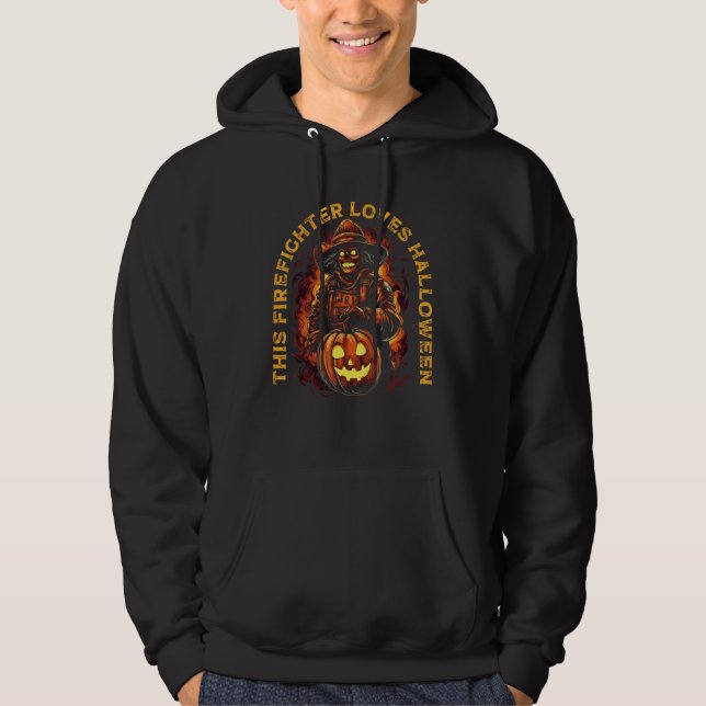 Firefighter Halloween Fireman Halloween Party Fire Hoodie (Framsida)