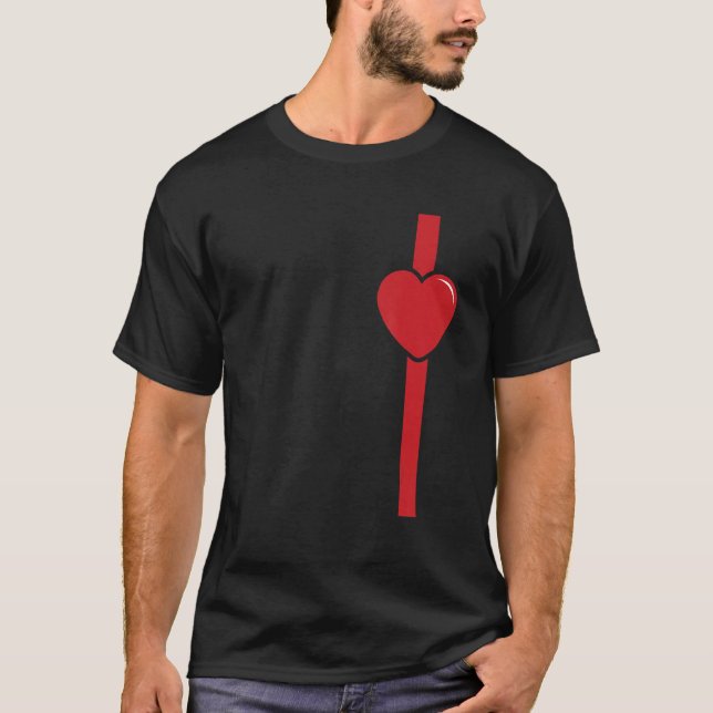 Firefighter Heart Red Line Valentines day Coola Lo T Shirt (Framsida)
