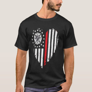 Firefighter Heart Thin Red Line American Flag Fire T Shirt