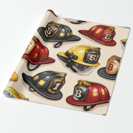 Firefighter helmet pattern fire station wrap presentpapper