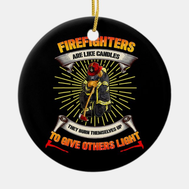 Firefighter Hero Proud Fireman Fars dag Julgransprydnad Keramik (Framsidan)