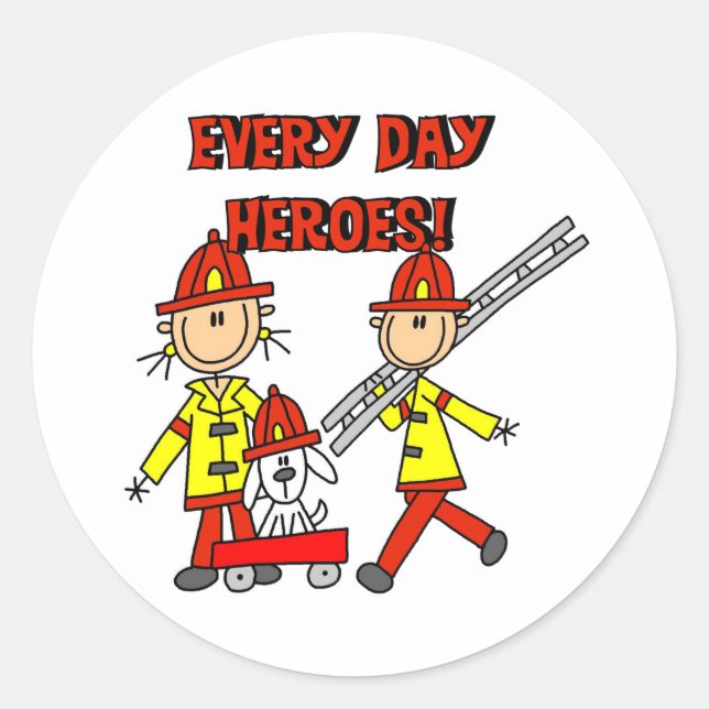 Firefighter Heroes Runt Klistermärke (Framsida)