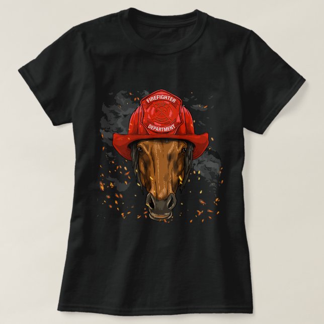 Firefighter Horse Fire Department Fireman Animal H T Shirt (Design framsida)