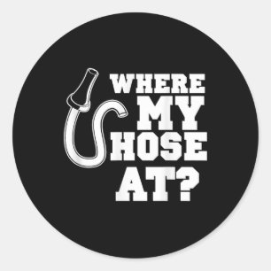 Firefighter Hose Vuxen humor för brandmän Runt Klistermärke