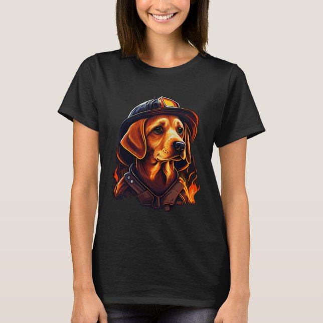 Firefighter Hund Fireman Helmet Firefighter Hund B T Shirt (Framsida)