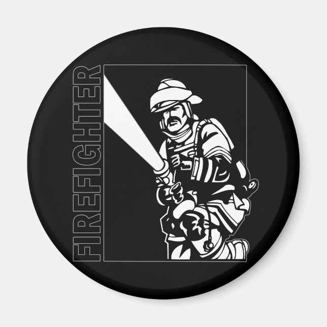 Firefighter in Black and White Magnet (Framsidan)