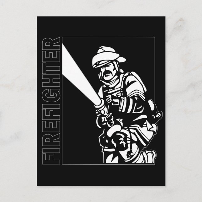 Firefighter in Black and White Vykort (Framsida)