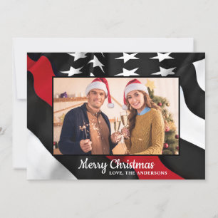 Firefighter jul Thin Red Line American Flagga Julkort
