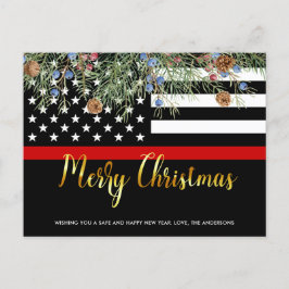 Firefighter jul Thin Red Line Fireman Flagga Helg Vykort