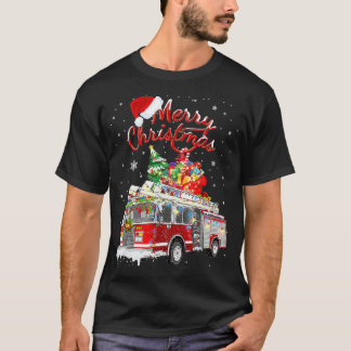 Firefighter Julgran Fire Lastbil Fireman Julafton T Shirt
