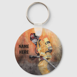 Firefighter Keychain Originalmålning Fireman Nyckelring