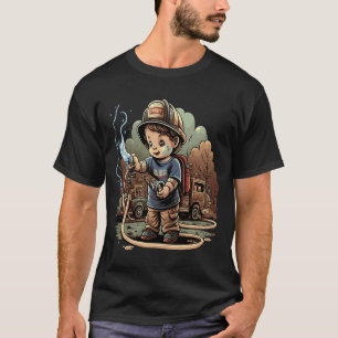 Firefighter Kids Little Fireman Fire Hose Firetruc T Shirt