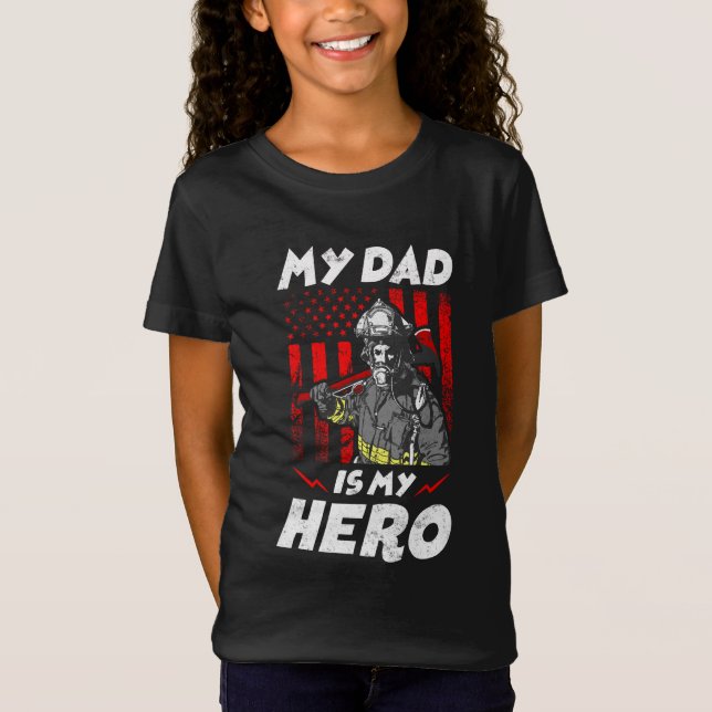 Firefighter Kids My Pappa är min Hero DDoDotter So T Shirt (Framsida)