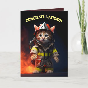 Firefighter Kitten Tack Kort