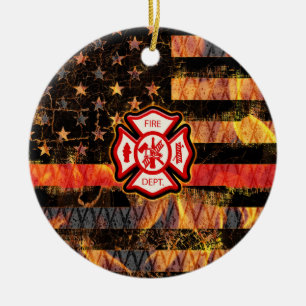 Firefighter Kor och Flames Julgransprydnad Keramik