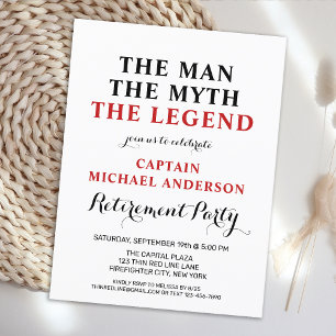 Firefighter Legend Thin Red Line Pension Party Inbjudan Vykort