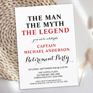 Firefighter Legend Thin Red Line Pension Party Inbjudningar