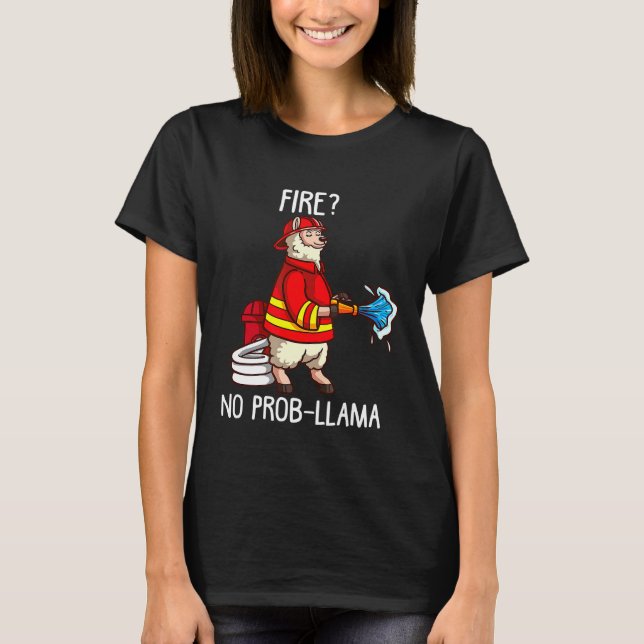 Firefighter Llama Alpaca Kids for Fireman Boys T Shirt (Framsida)