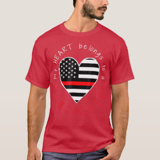 Firefighter Maka Girlkompis Thin Red Line Heart T Shirt