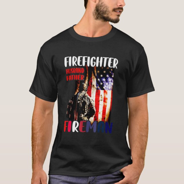 Firefighter Make Far-Fireman American Flagga T Shirt (Framsida)
