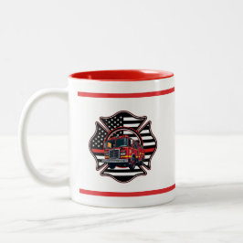 Firefighter Maltese Cross,Thin Red Line,Firetruck Två-Tonad Mugg