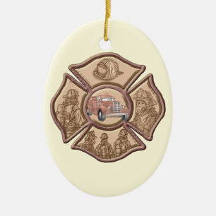 Firefighter Maltese Kor oval ornament