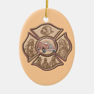 Firefighter Maltese Kor oval ornament