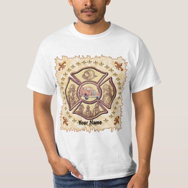 Firefighter Maltese Kor tshirt T Shirt (Framsida)