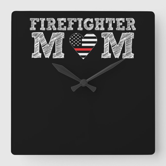 Firefighter Mamma Thin Red Line.Png Fyrkantig Klocka (Framsida)