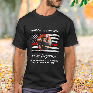 Firefighter Memorial Fallen Fireman Thin Red Line T Shirt