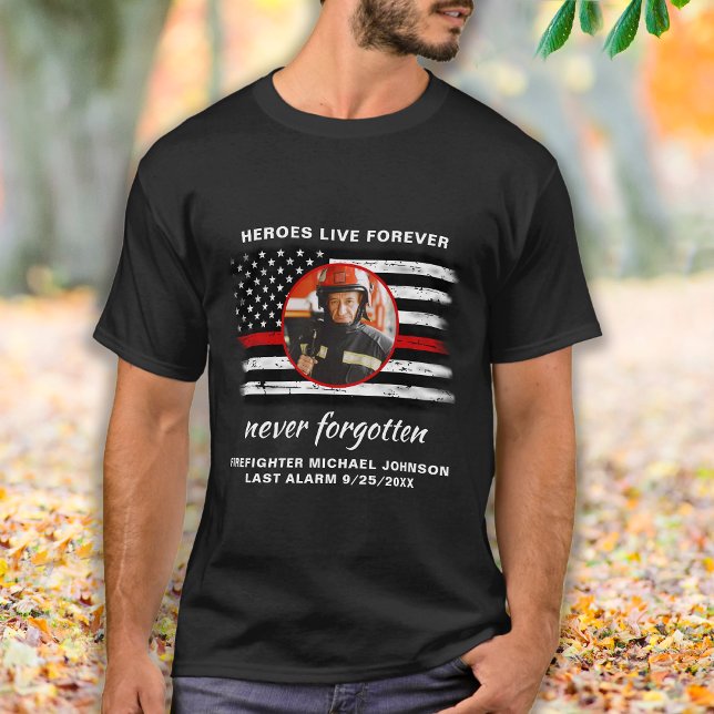 Firefighter Memorial Fallen Fireman Thin Red Line T Shirt (Skapare uppladdad)