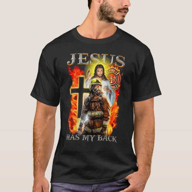 Firefighter Memorial Jesus har min baktro över T Shirt (Framsida)