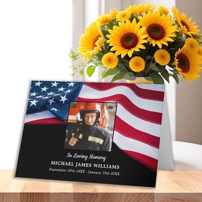 Firefighter Memorial Patriotic USA flagga Funeral Tack Kort (Skapare uppladdad)