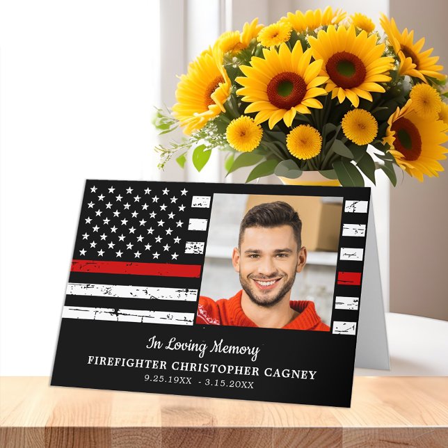 Firefighter Memorial Thin Red Line Funeral Tack Kort (Skapare uppladdad)