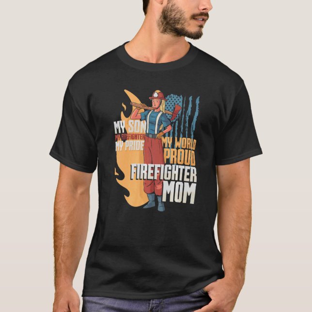 Firefighter Min son Min Firefighter Mitt Pride Min T Shirt (Framsida)