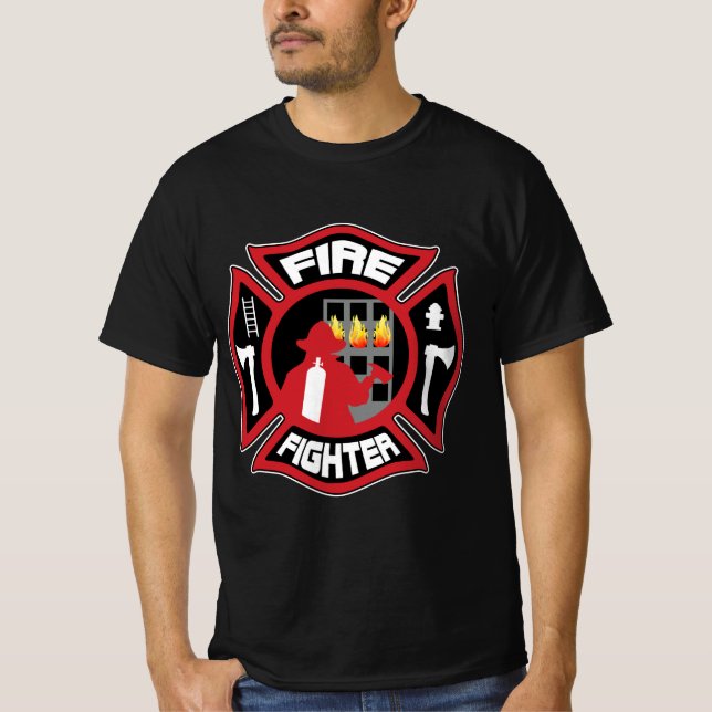 Firefighter Modern Badge T-shirt (Framsida)