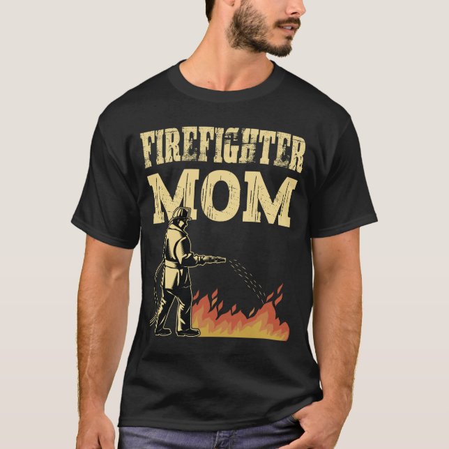 Firefighter Mom Mother Support the Thin   T-Shirt (Framsida)