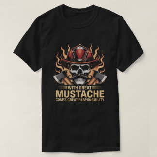 Firefighter Mustache Skull Hero Flame Axes First R T Shirt