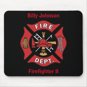 Firefighter Namn och Rank Emblem Musmatta