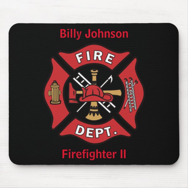 Firefighter Namn och Rank Emblem Musmatta (Framsidan)