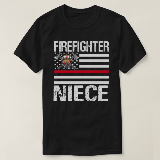 Firefighter NIECE stöder Thin Red Line US Fla T Shirt (Design framsida)