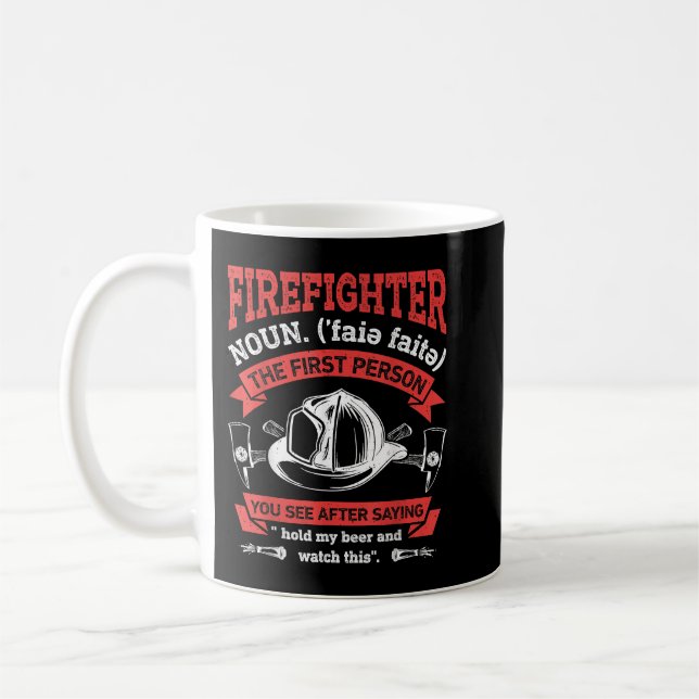 Firefighter Noun Definition Funny Firemen Firefigh Kaffemugg (Vänster)