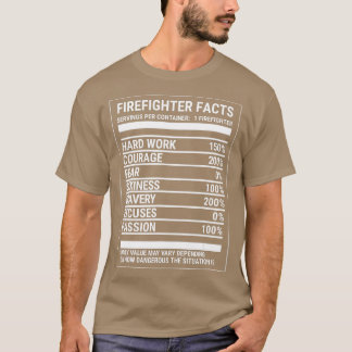 Firefighter Nutrition Facts Funny Firefighter Te T Shirt